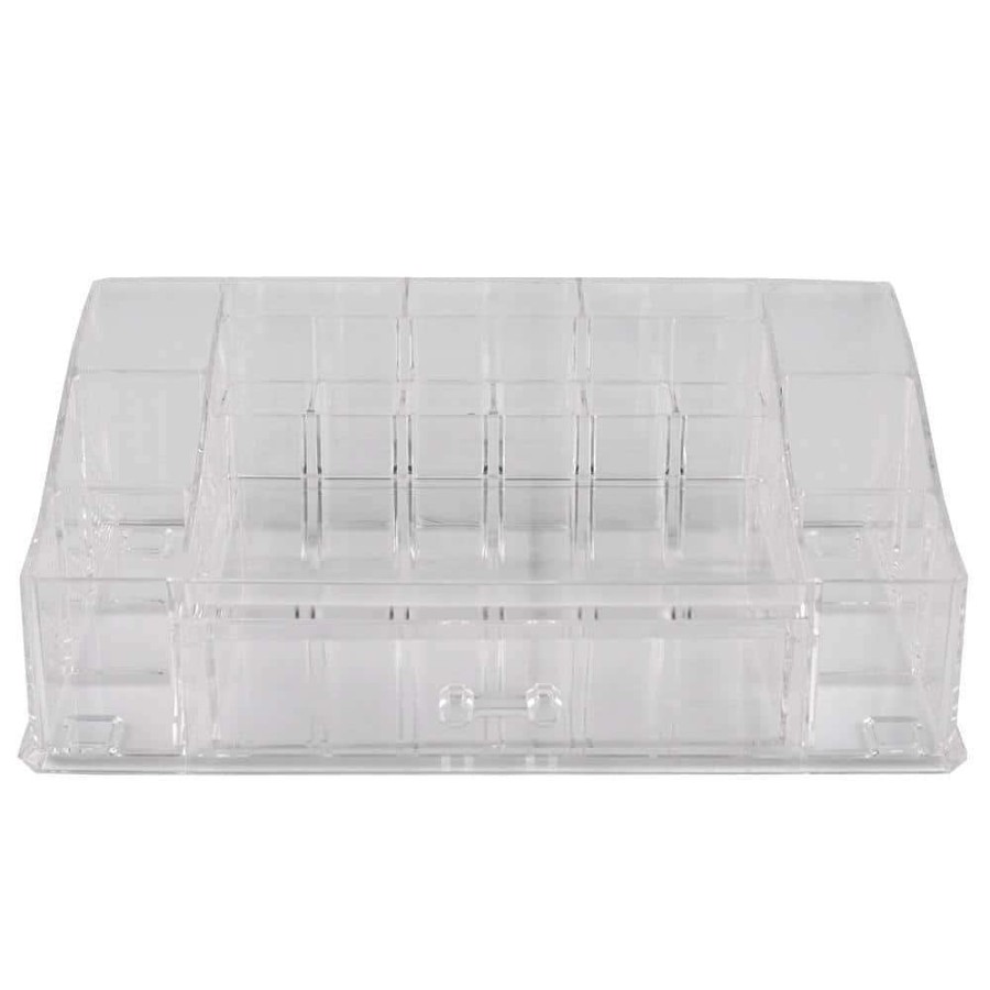 Bathroom Organizers * | Unbranded Deluxe Large Shatter-Resistant Plastic Mult-Compartment Cosmetic Organizer With Easy Open Drawer In Clear