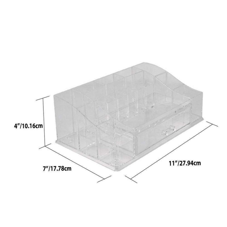 Bathroom Organizers * | Unbranded Deluxe Large Shatter-Resistant Plastic Mult-Compartment Cosmetic Organizer With Easy Open Drawer In Clear