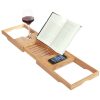 Bathroom Organizers * | Toilettree Bamboo Bathtub Caddy With Extending Sides And Adjustable Book Holder