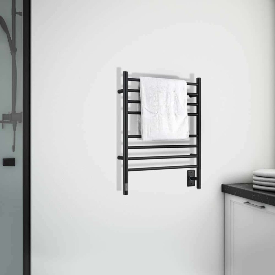 Bathroom Hardware * | Ancona Prestige Obt 8-Bar Electric Wall Mount Plug-In And Hardwire Towel Warmer With On-Board Timer In Matte Black