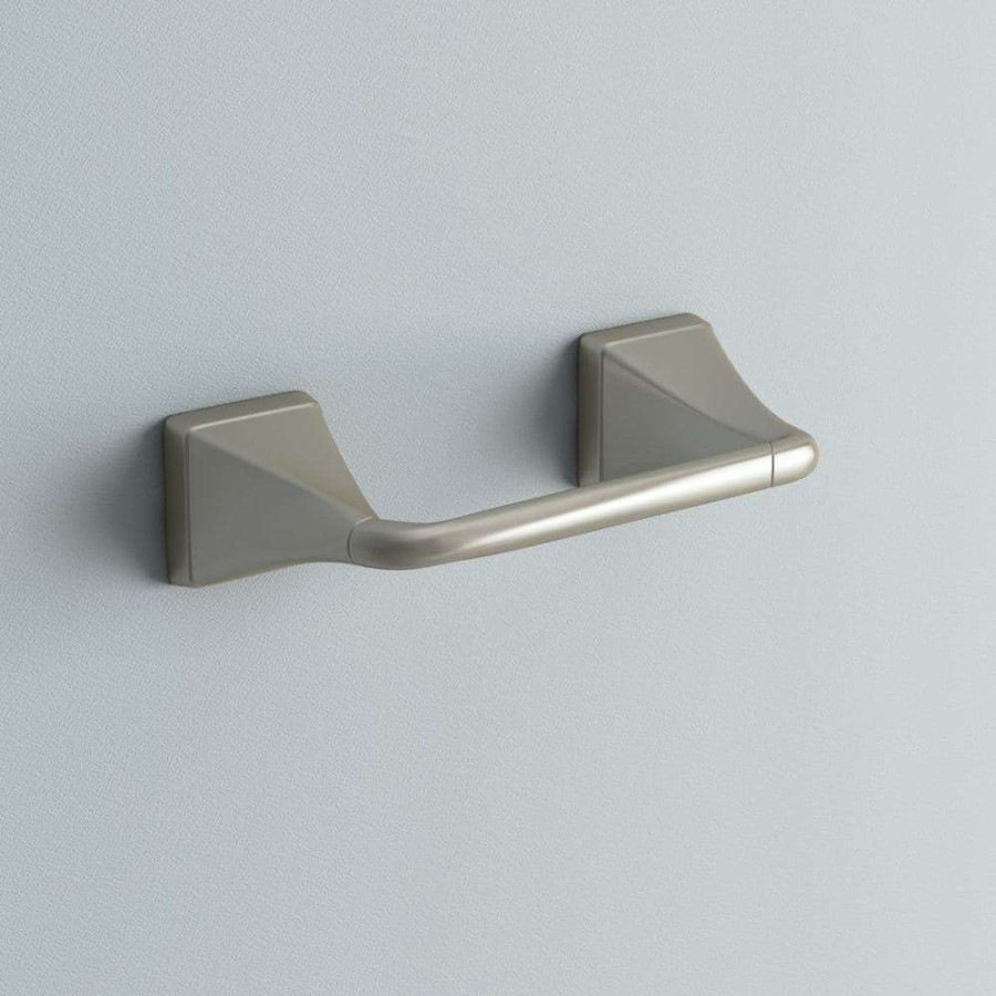 Bathroom Hardware * | Delta Everly Double Post Pivoting Toilet Paper Holder In Brushed Nickel