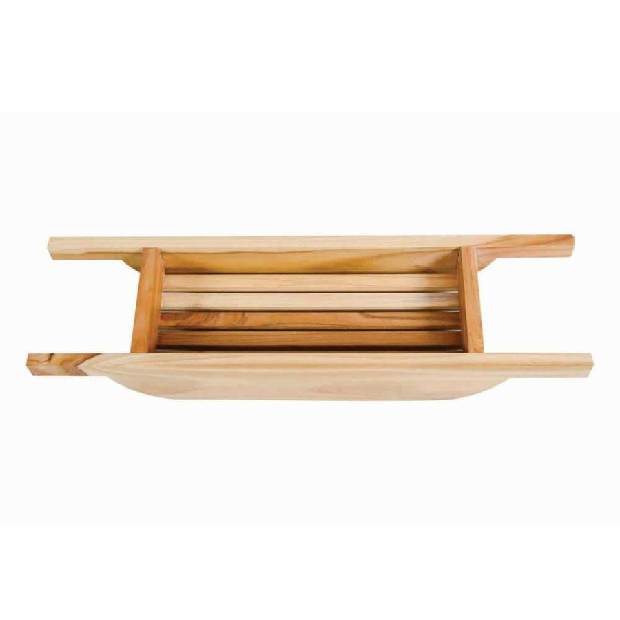 Bathroom Organizers * | Ecodecors 30 In. L Solid Teak Bath Caddy