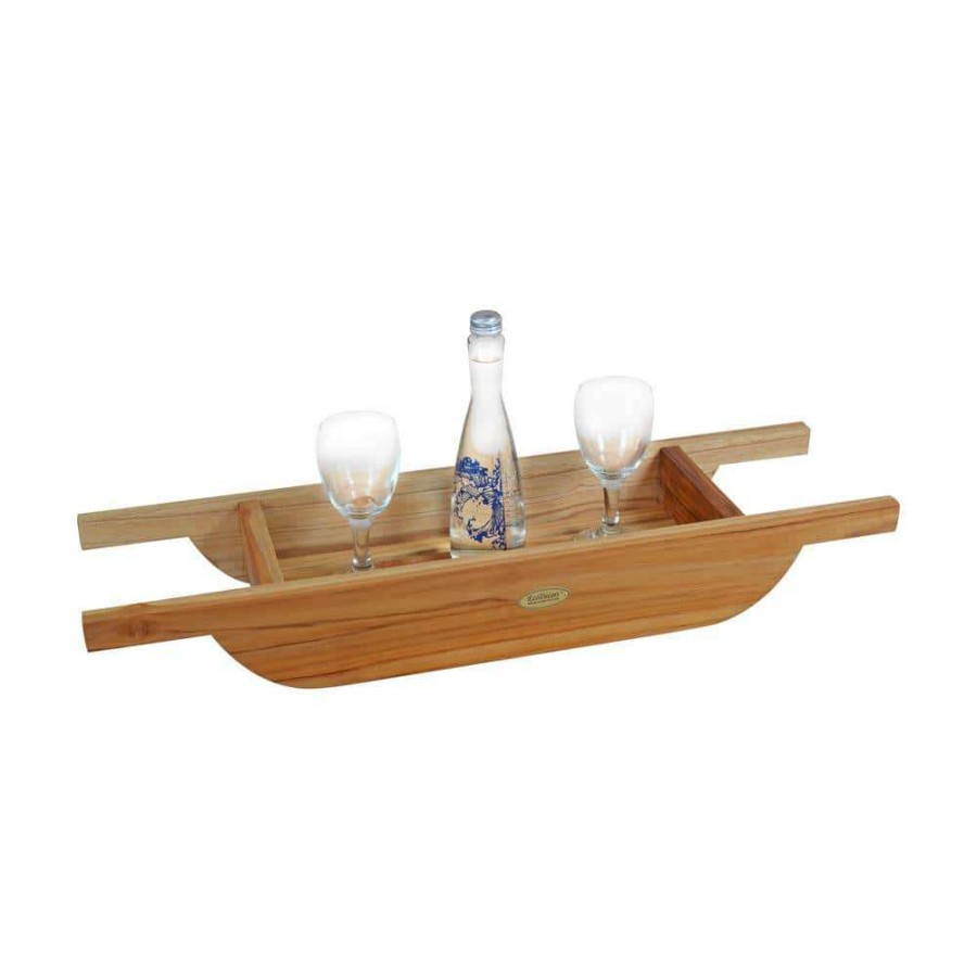 Bathroom Organizers * | Ecodecors 30 In. L Solid Teak Bath Caddy