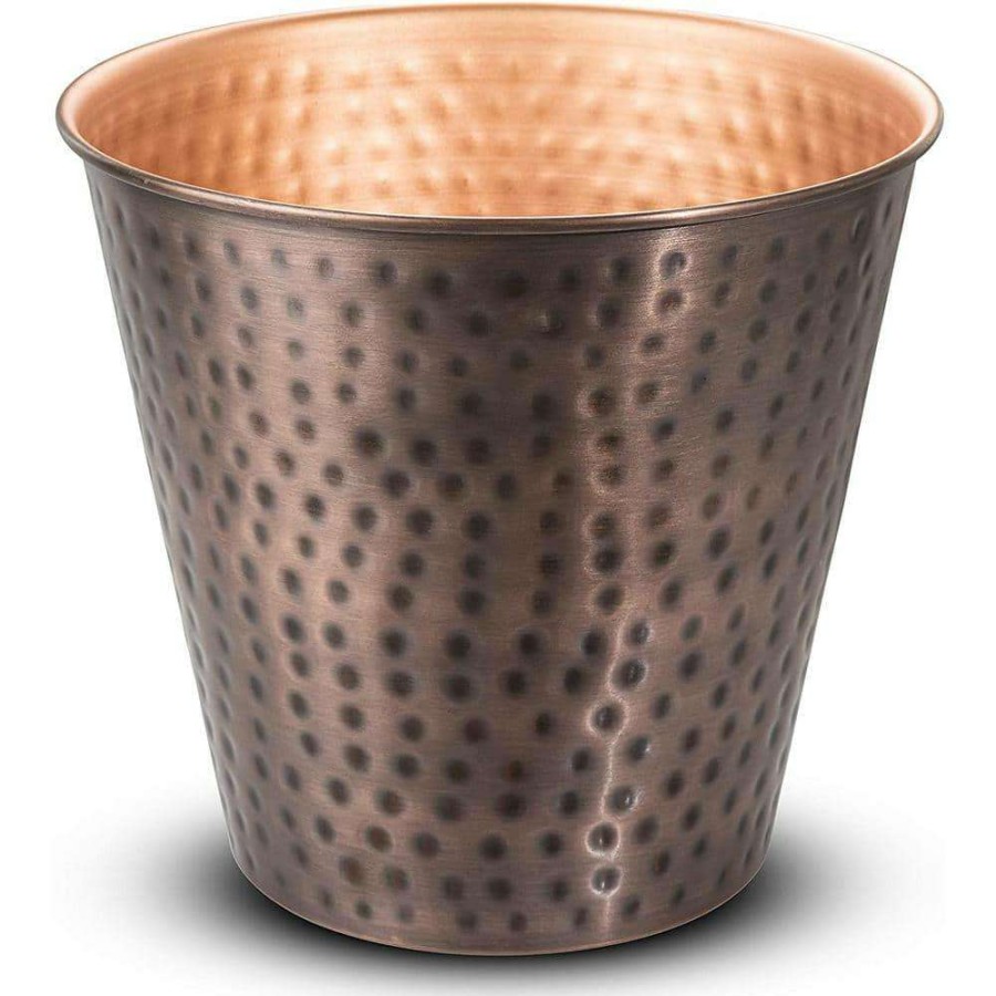 Bathroom Decor * | Monarch Abode Monarch Hand Hammered Metal Waste Basket In Copper