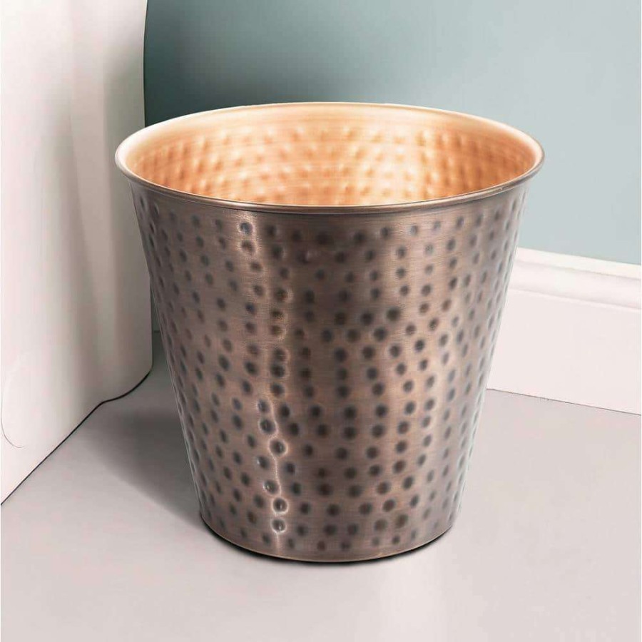 Bathroom Decor * | Monarch Abode Monarch Hand Hammered Metal Waste Basket In Copper