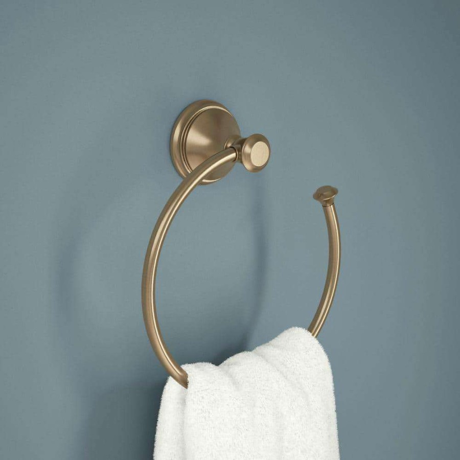 Bathroom Hardware * | Delta Cassidy Open Towel Ring In Champagne Bronze