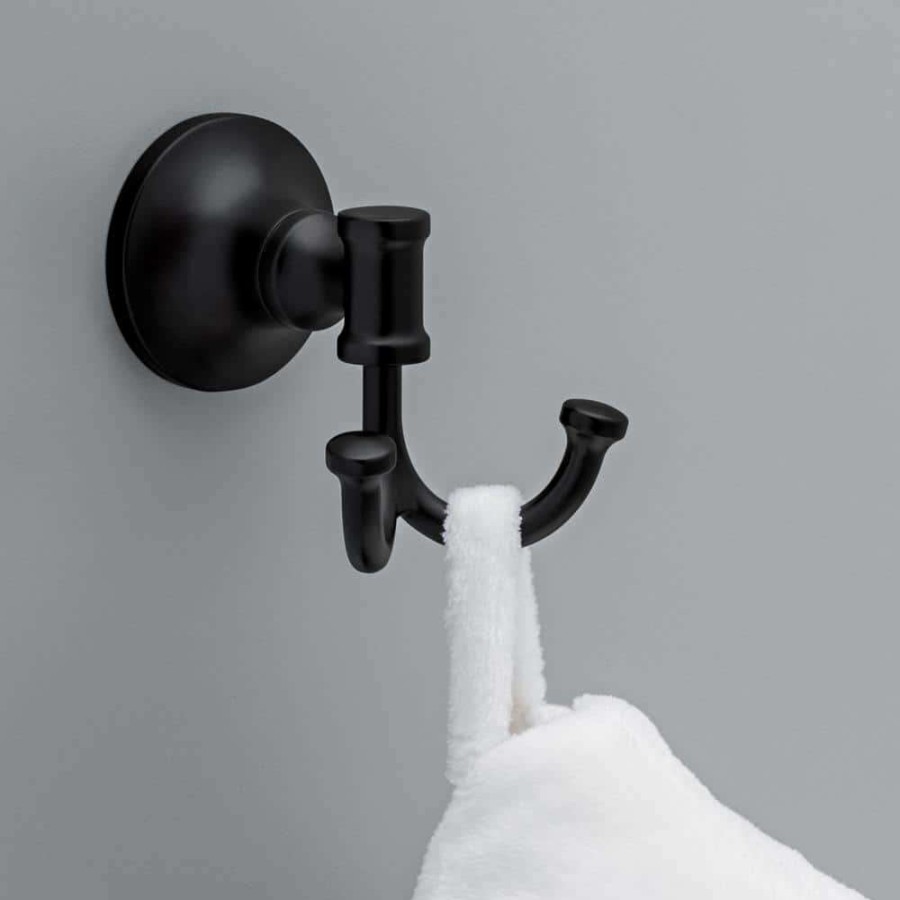 Bathroom Hardware * | Delta Chamberlain Double J Towel Hook In Matte Black