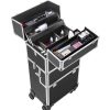 Bathroom Organizers * | Vivohome 3-In-1 Aluminum Cosmetic Organizer Box With Shoulder Straps In Black