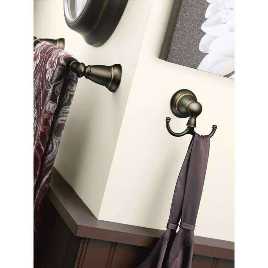 Bathroom Hardware * | Moen Banbury Double Robe Hook In Mediterranean Bronze