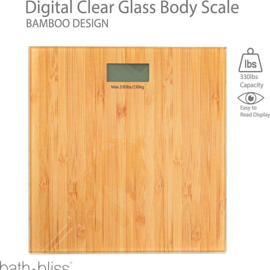 Bathroom Scales * | Bath Bliss Digital Glass Scale In Bamboo