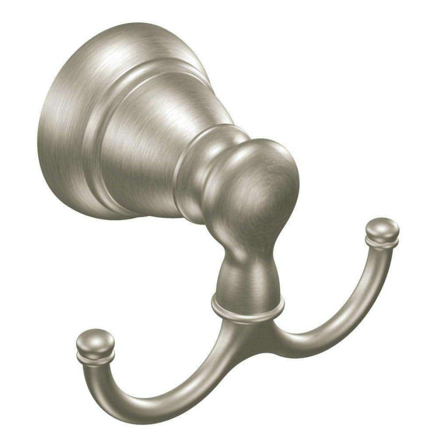 Bathroom Hardware * | Moen Banbury Double Robe Hook In Spot Resist Brushed Nickel