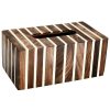 Bathroom Decor * | Mascot Hardware Striped Tissue Box Cover In White And Wood