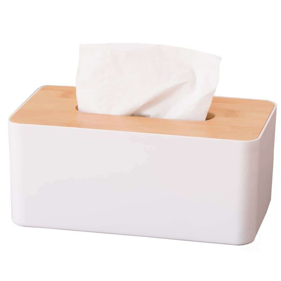 Bathroom Decor * | Basicwise Bamboo Removable Top Lid Rectangular Tissue Box