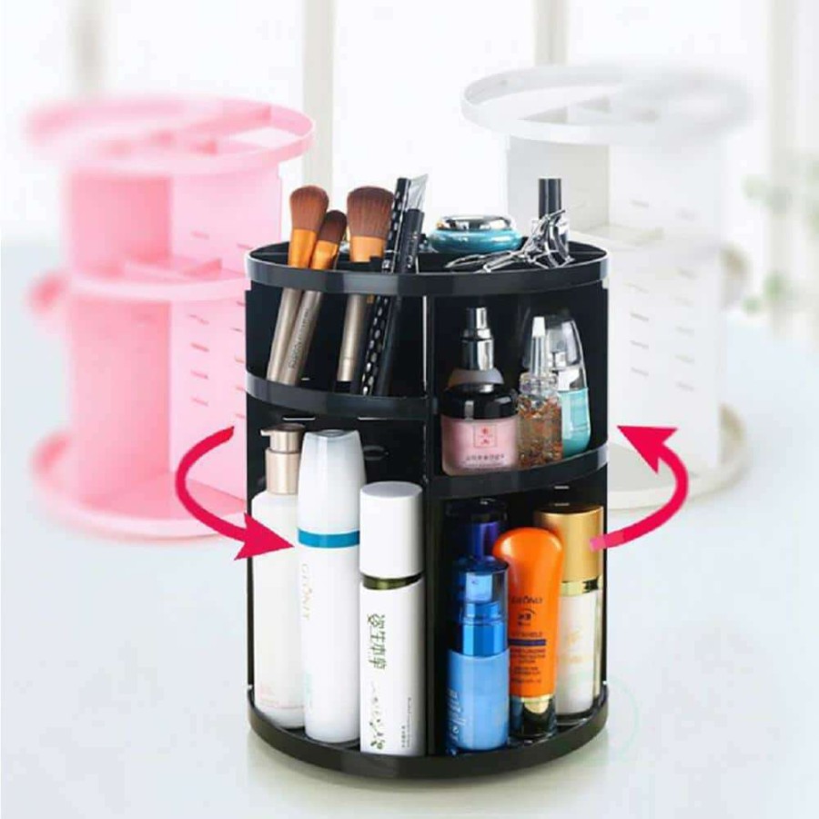 Bathroom Organizers * | Basicwise 9 In. X 12 In. Rotating Cosmetic Storage Tower Makeup Organizer