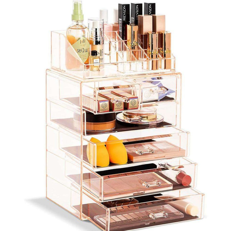 Bathroom Organizers * | Sorbus Freestanding 6 Drawer 6.25 In. X 14.25 In. 1-Cube Cosmetic Organizer In Pink Acrylic