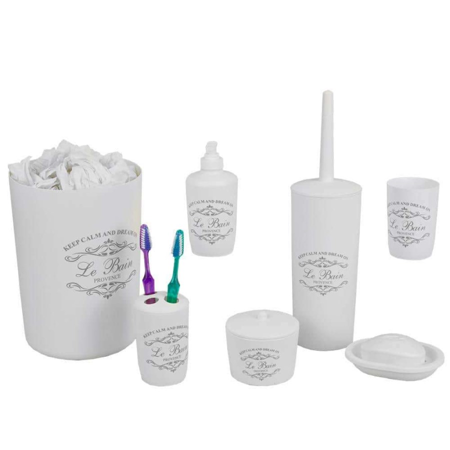 Bathroom Decor * | Home Basics Paris 7-Piece Bath Accessory Set In White