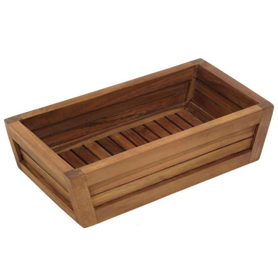 Bathroom Organizers * | Aquateak The Original Moa Teak Bathroom Guest Towel And Amenities Tray