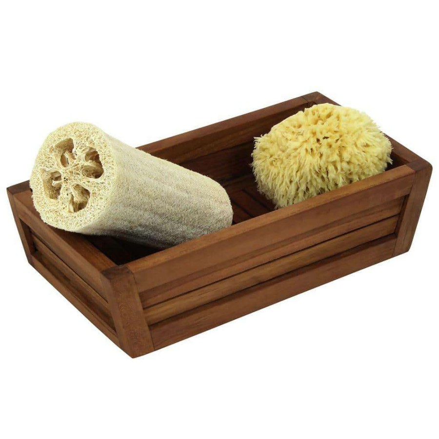 Bathroom Organizers * | Aquateak The Original Moa Teak Bathroom Guest Towel And Amenities Tray