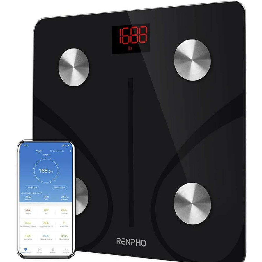 Bathroom Scales * | Renpho Bluetooth Smart Body Scale With 13 Metrics, Black