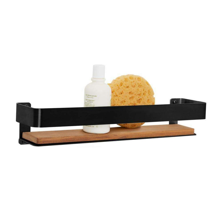 Bathtub Accessories * | Seachrome 18 In. X 4 In. Rectangular Shower Shelf With Rail In Matte Black