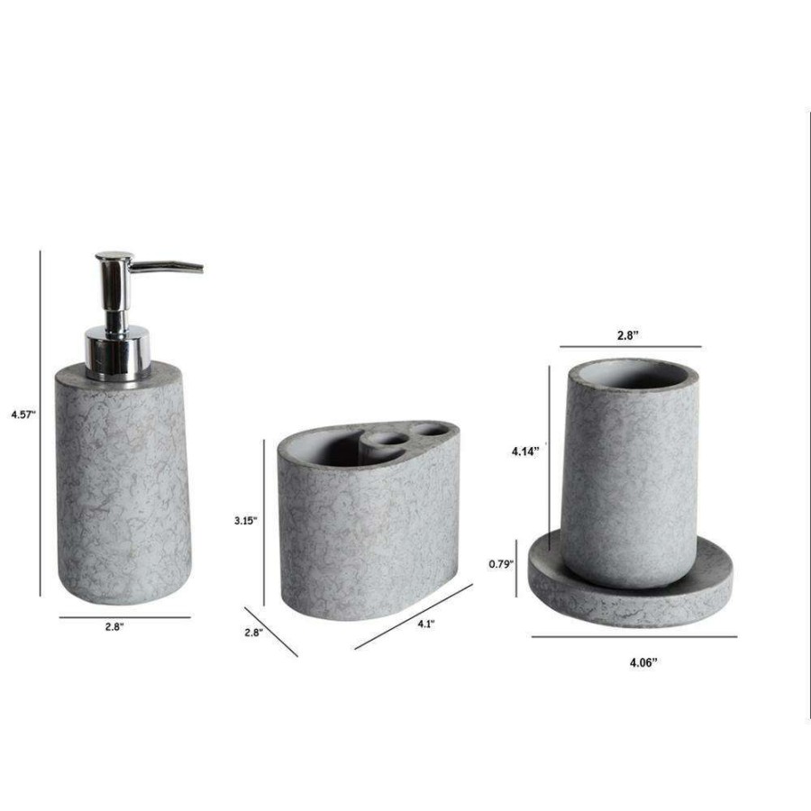 Bathroom Decor * | Amucolo 4-Piece Bathroom Accessories Set In Cement Grey