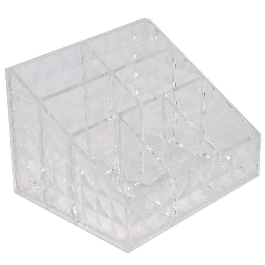 Bathroom Organizers * | Unbranded Beveled Shatter-Resistant Plastic 7-Compartment Square Cosmetic Organizer In Clear