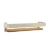 Bathtub Accessories * | Seachrome 18 In. X 4 In. Rectangular Shower Shelf With Rail In Satin And Natural Teak Wood Insert