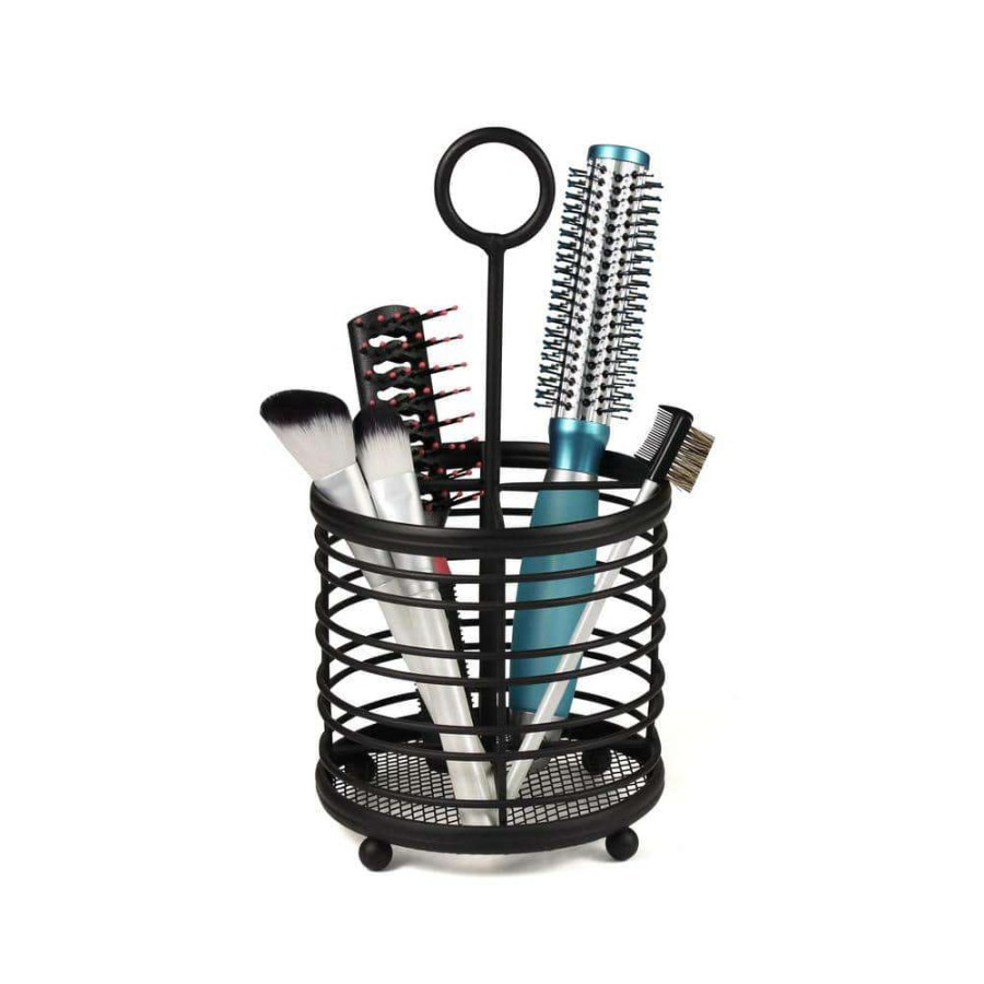 Bathroom Organizers * | Spectrum Contempo 5.5 In. W X 5.5 In. D X 10.625 In. H Hair And Beauty Accessory Caddy In Black