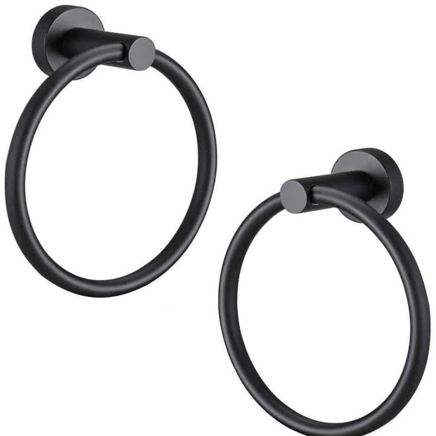 Bathroom Hardware * | Ruiling 2-Pack Wall-Mounted Towel Ring In Matte Black