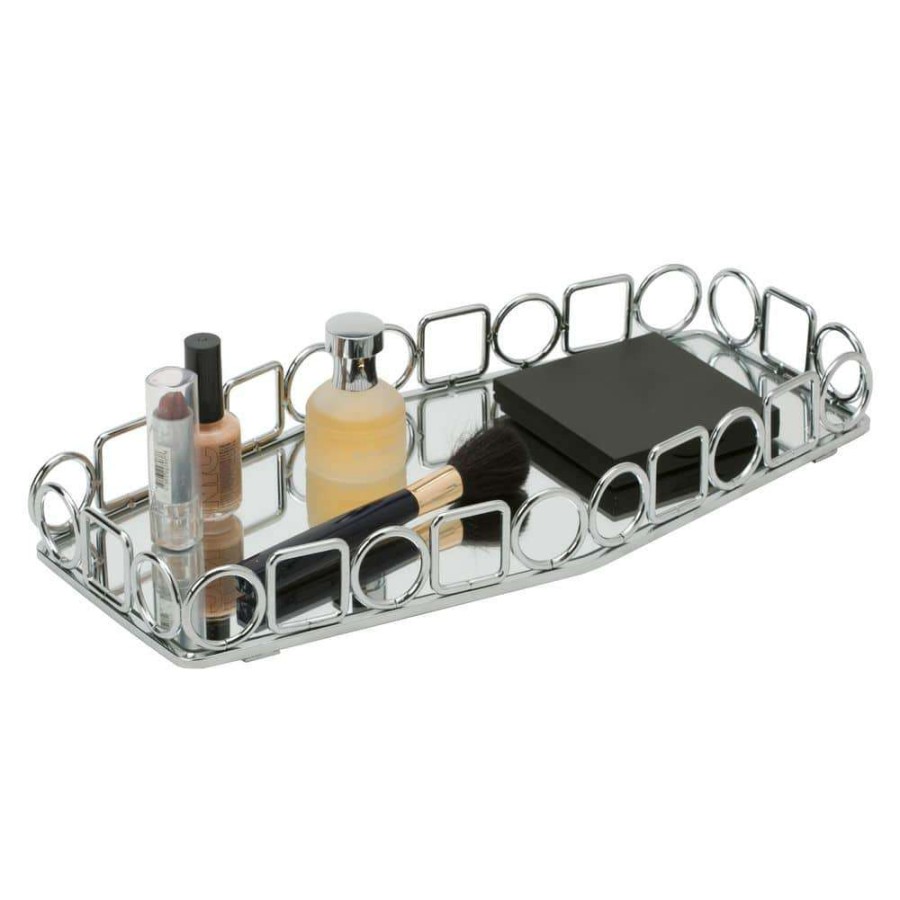 Bathroom Organizers * | Home Details Circles And Squares Design Mirror Vanity Tray