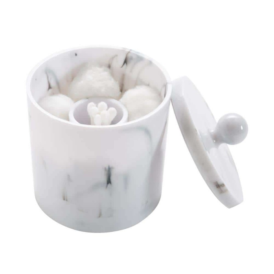 Bathroom Organizers * | Simplify Q-Tip And Cotton Holder In Marble