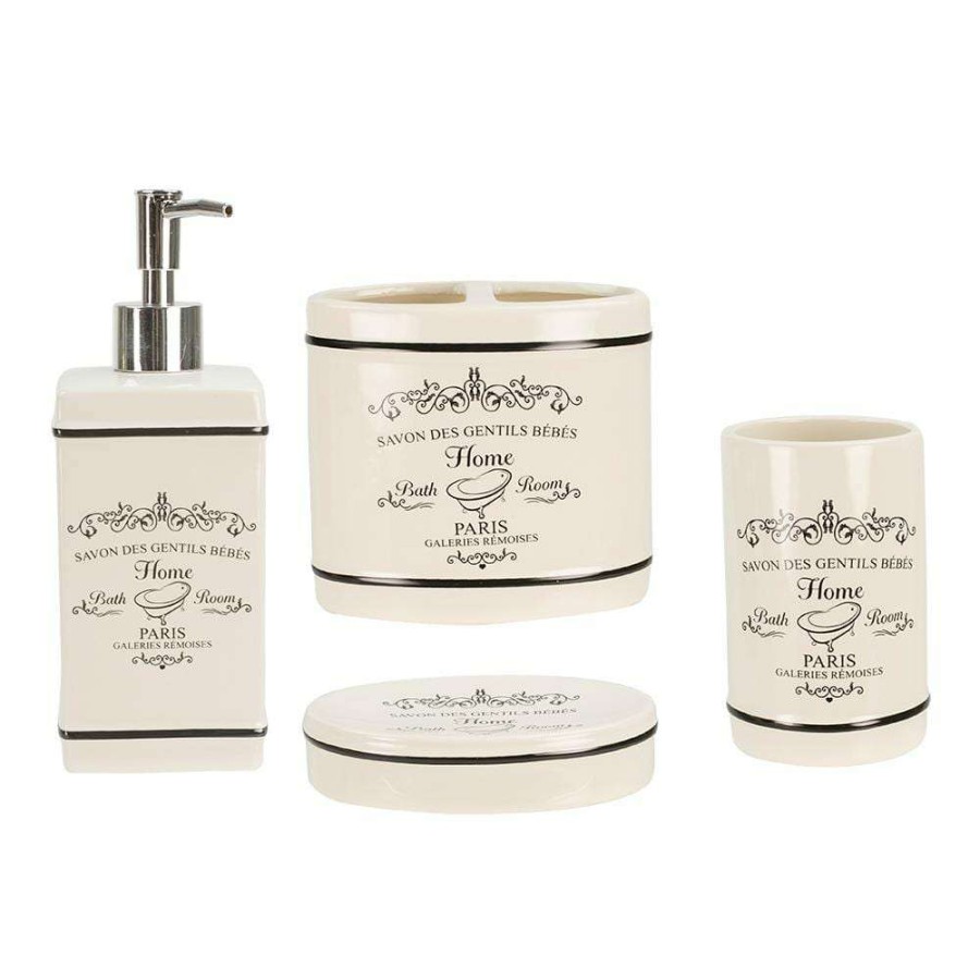 Bathroom Decor * | Home Basics 4-Piece Paris Bath Accessory Set In White