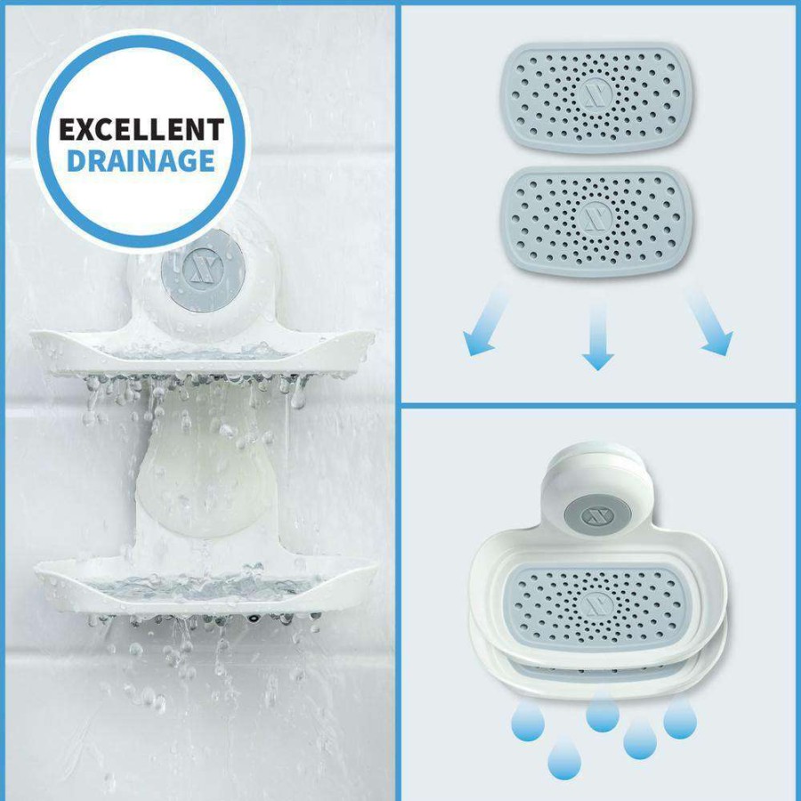 Bathroom Decor * | Slipx Solutions Suction Cup Double Soap Saver In White