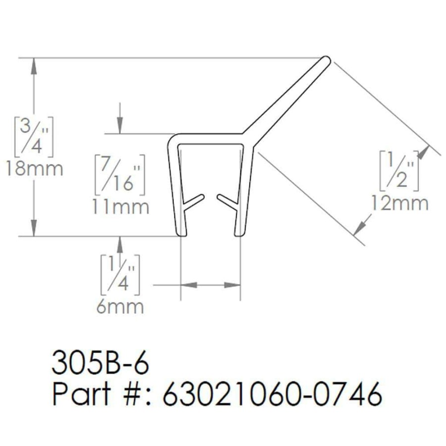 Bathtub Accessories * | Dreamline 29-3/8 In. L Clear Bottom Sweep Vinyl For 1/4 In. Glass Shower Door