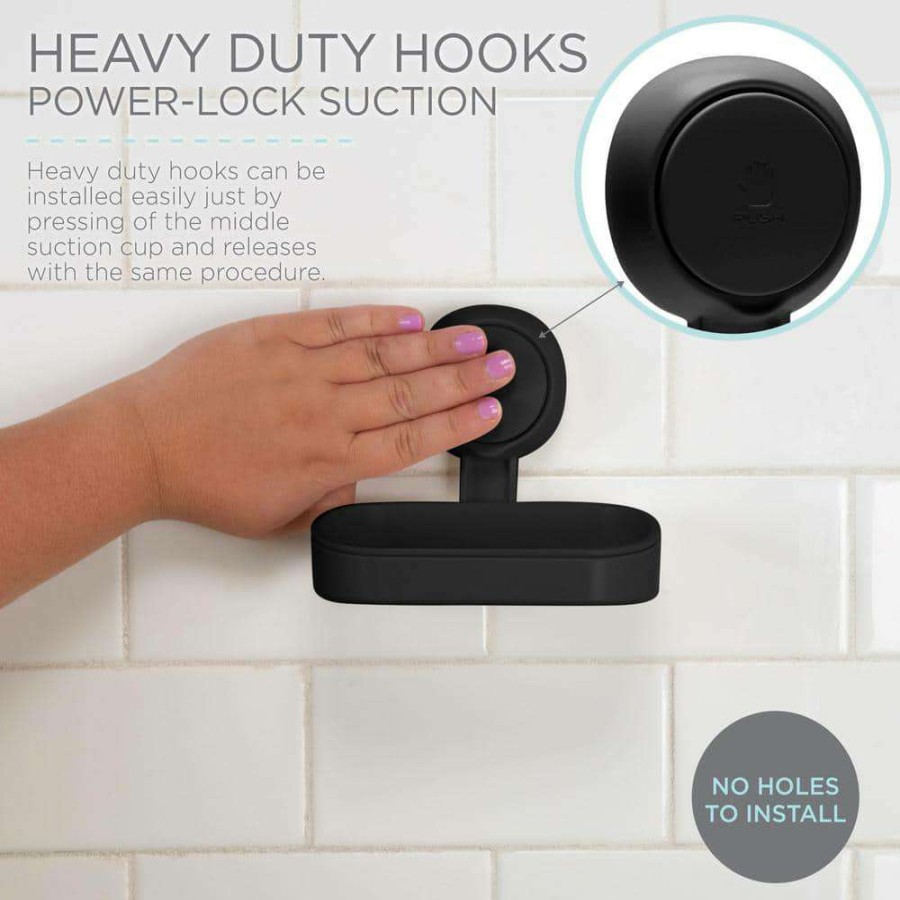 Bathroom Decor * | Bath Bliss Gel Suction Soap Dish In Matte Black