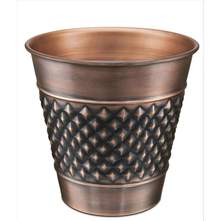 Bathroom Decor * | Monarch Abode Handcrafted Geometric Metal Wastebasket (Copper Finish)