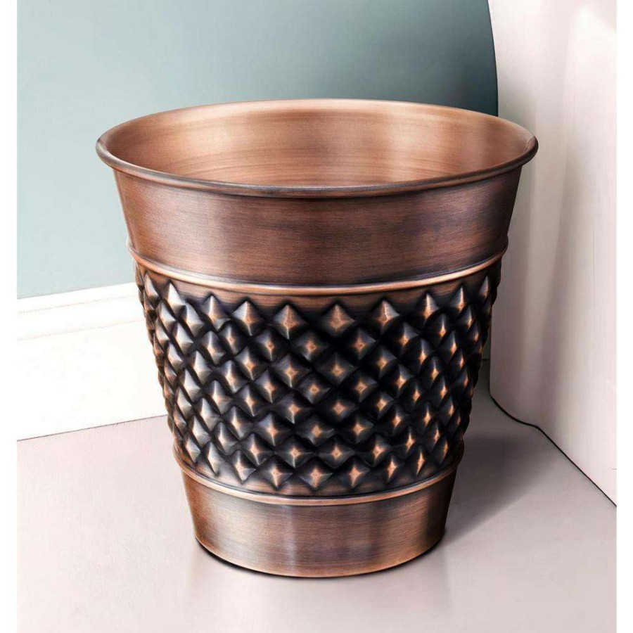 Bathroom Decor * | Monarch Abode Handcrafted Geometric Metal Wastebasket (Copper Finish)