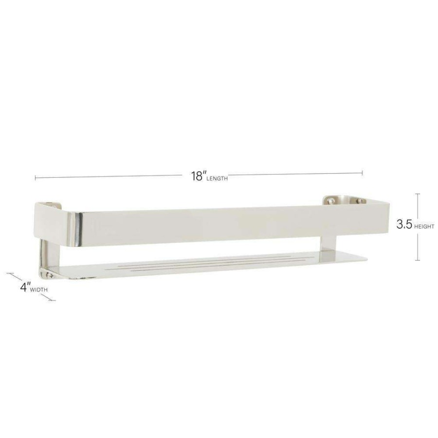 Bathtub Accessories * | Seachrome 18 In. X 4 In. Rectangular Shower Shelf With Rail In Polished