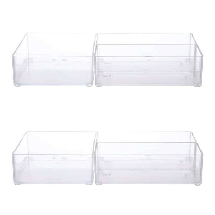 Bathroom Organizers * | Kenney Storage Made Simple Bathroom Countertop Organizer Tray Set In Clear (Set Of 6)