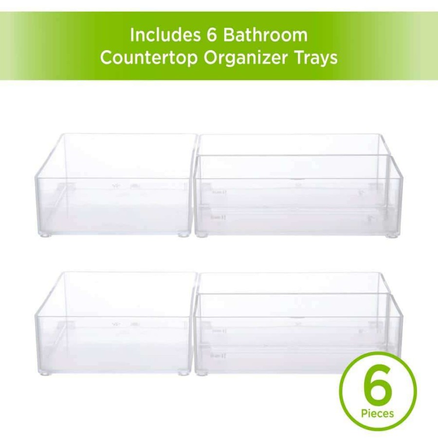 Bathroom Organizers * | Kenney Storage Made Simple Bathroom Countertop Organizer Tray Set In Clear (Set Of 6)