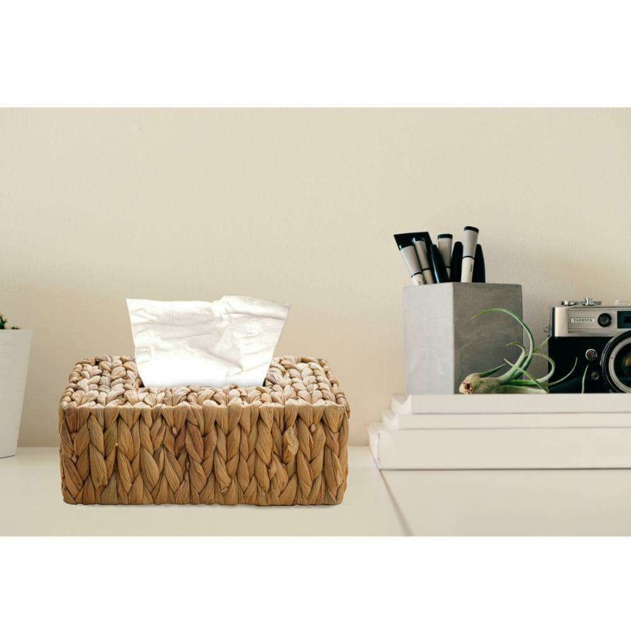 Bathroom Decor * | Vintiquewise Water Hyacinth Wicker Rectangular Tissue Box Cover