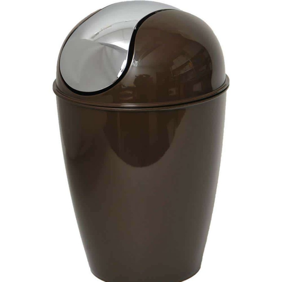 Bathroom Decor * | Unbranded 4.5 L/1.2 Gal. Round Bath Floor Trash Can Waste Bin In Brown