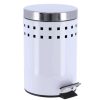 Bathroom Decor * | Unbranded 3 L/0.8 Gal. Round Perforated Metal Bath Floor Step Trash Can Waste Bin And Stainless Steel Cover And White