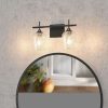 Bathroom Organizers * | Clavie Hanging Bathroom Light Fixtures 2-Light 16 In. W X 9 In. H Wall Sconces With Clear Glass Shade Vanity Light In Black