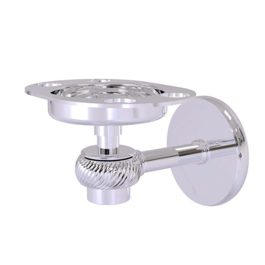 Bathroom Decor * | Allied Brass Satellite Orbit 1-Tumbler And Toothbrush Holder With Twisted Accents In Polished Chrome