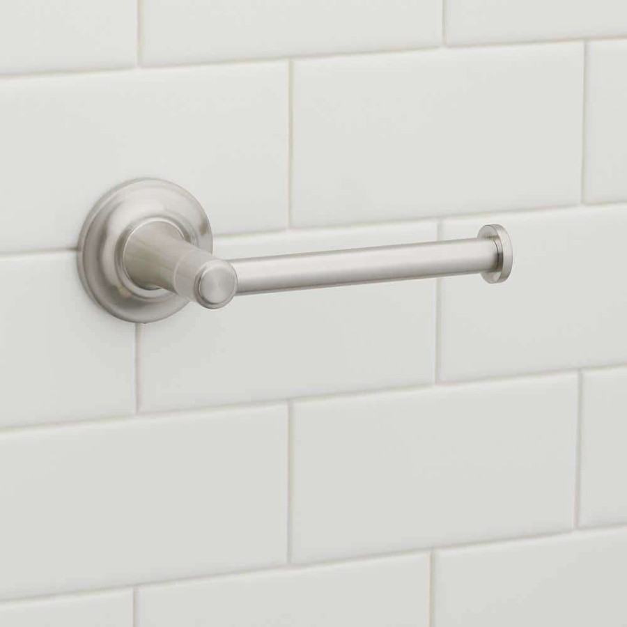 Bathroom Hardware * | Glacier Bay Cooperton Single Post Toilet Paper Holder In Brushed Nickel