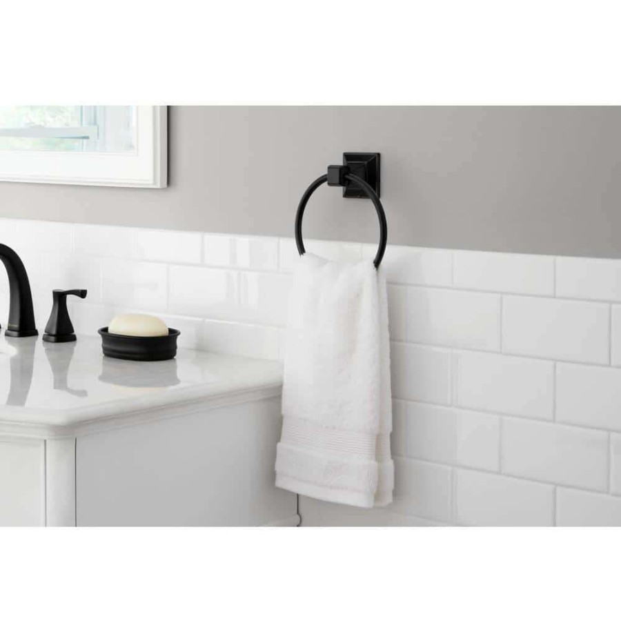 Bathroom Hardware * | Glacier Bay Lorent Towel Ring In Matte Black