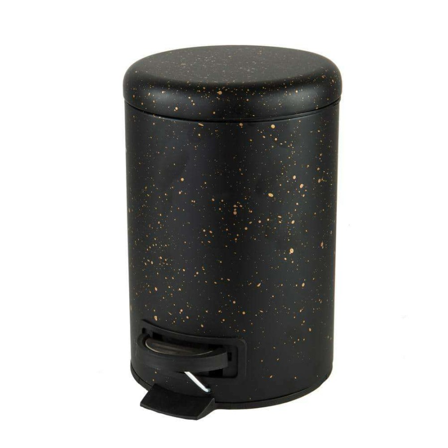 Bathroom Decor * | Elle Decor Speckled Design 3 L Step Bin With Lid Trash Can In Black