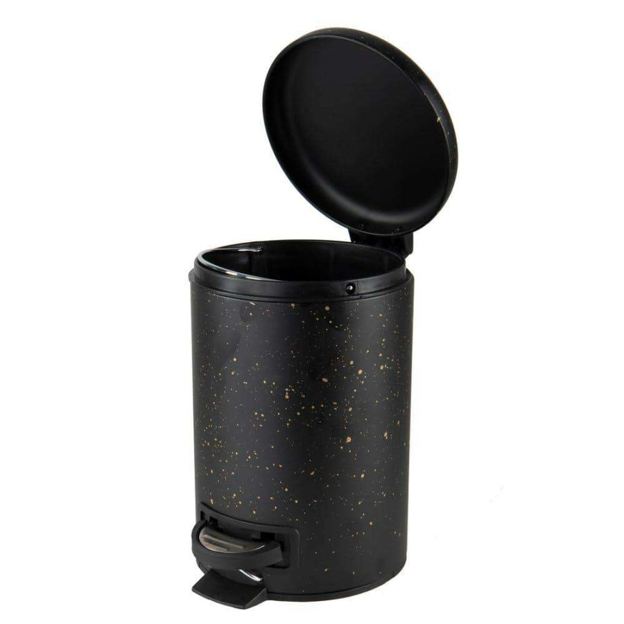 Bathroom Decor * | Elle Decor Speckled Design 3 L Step Bin With Lid Trash Can In Black