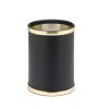 Bathroom Decor * | Kraftware Sophisticates 8 Qt. Black With Polished Brass Round Waste Basket